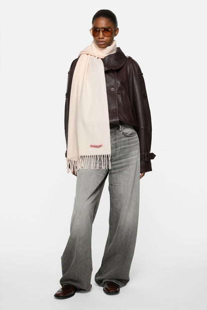 Fringe wool scarf – Narrow - Warm white
