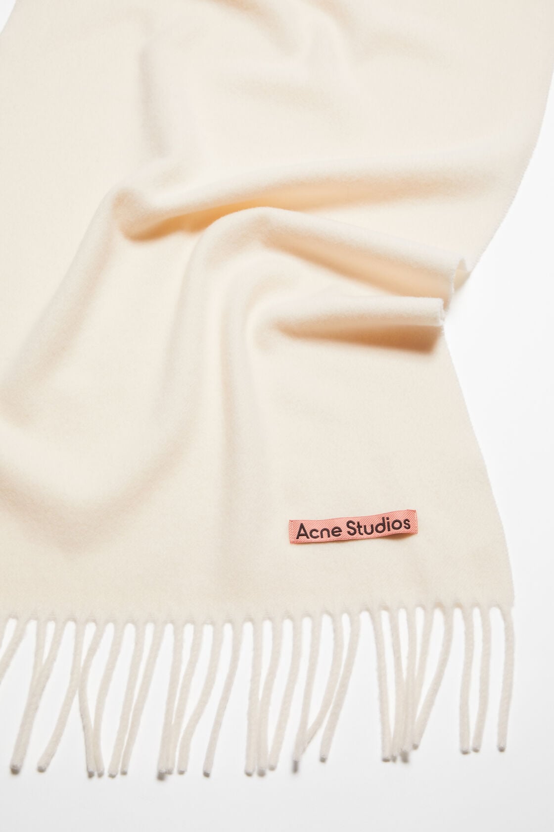 Fringe wool scarf – Narrow - Warm white