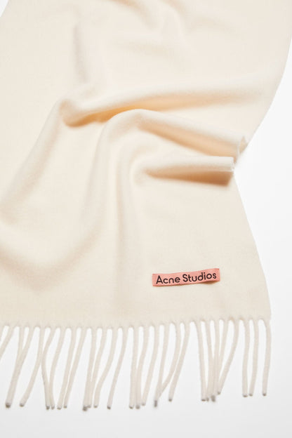 Fringe wool scarf – Narrow - Warm white