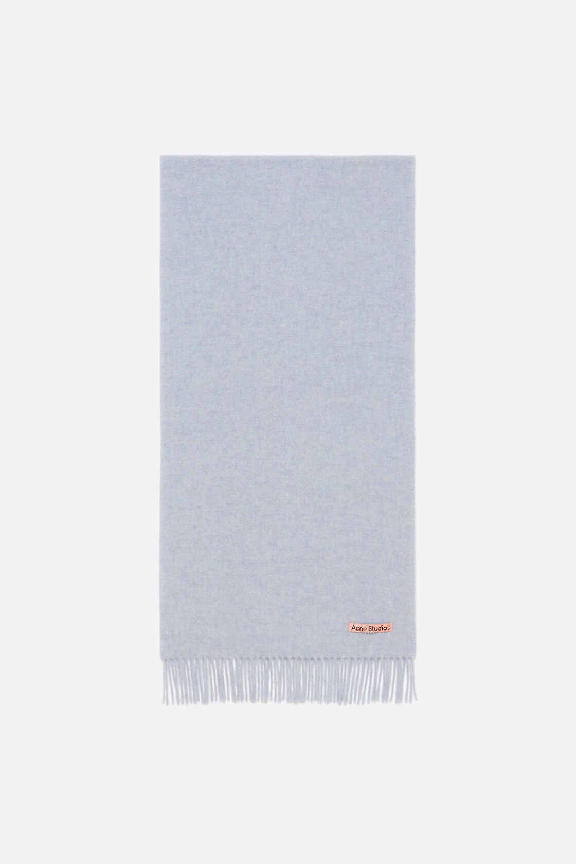 Fringe wool scarf – Narrow - Powder blue mélange