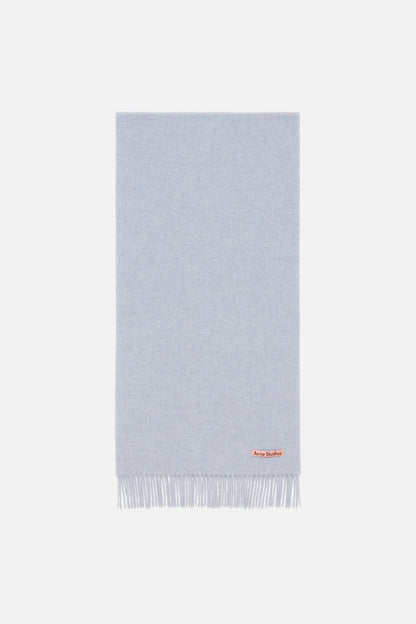 Fringe wool scarf – Narrow - Powder blue mélange