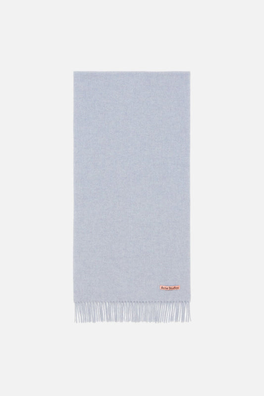 Fringe wool scarf – Narrow - Powder blue mélange