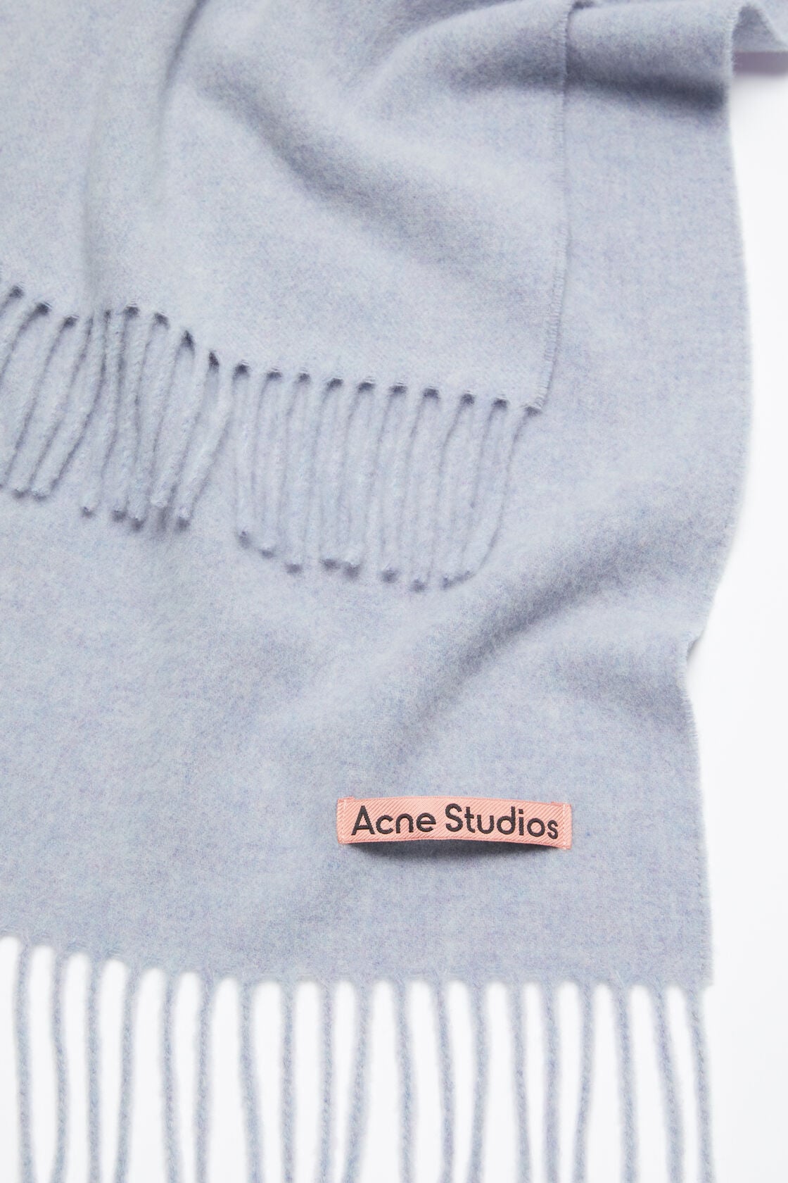 Fringe wool scarf – Narrow - Powder blue mélange