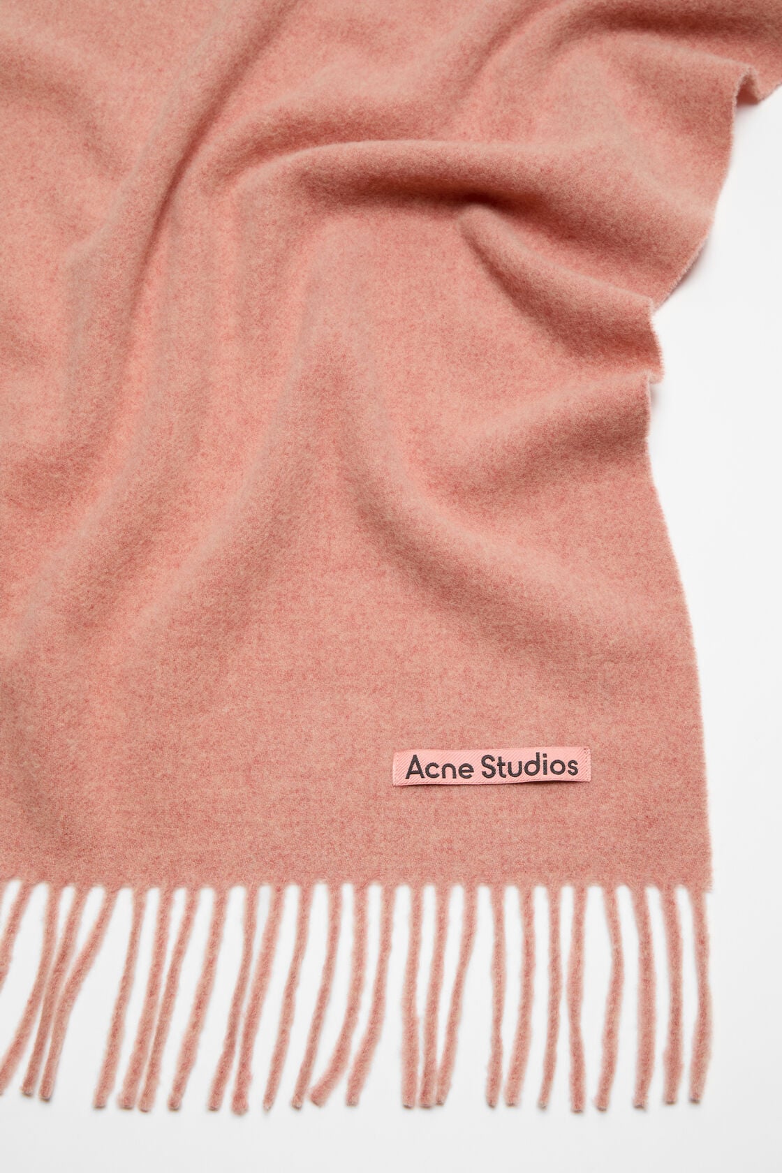 Fringe wool scarf – Narrow - Rose Melange