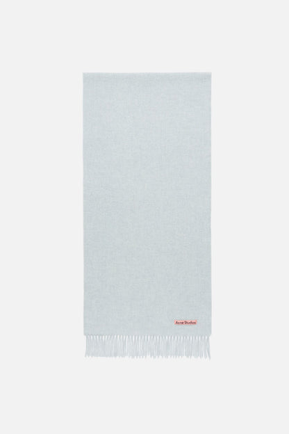 Fringe wool scarf – Narrow - Ice Blue Melange