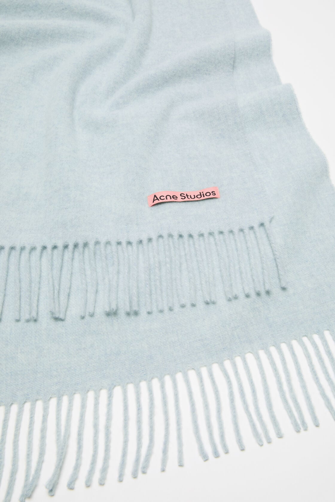 Fringe wool scarf – Narrow - Ice Blue Melange