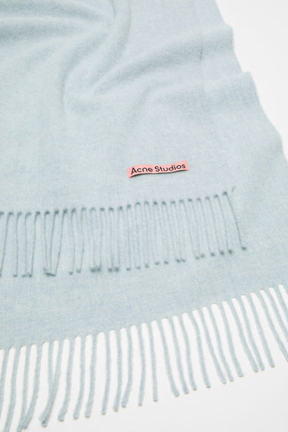 Fringe wool scarf – Narrow - Ice Blue Melange