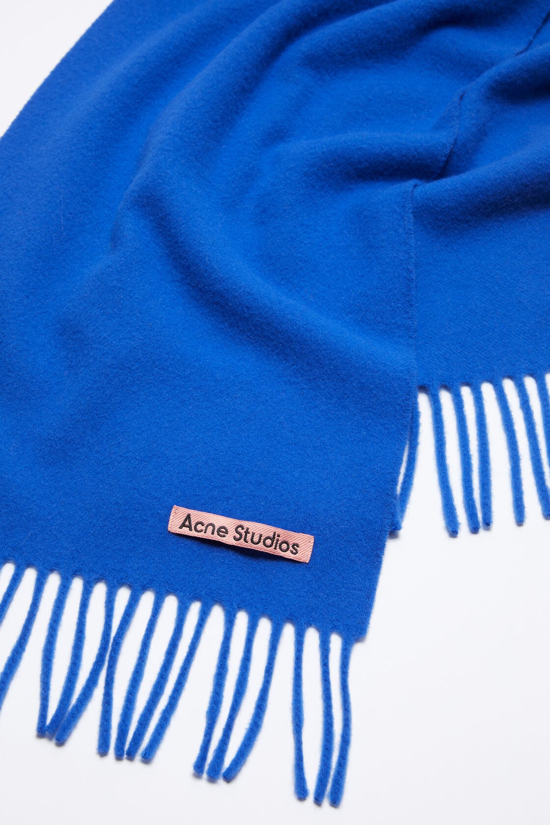 Fringe wool scarf - skinny - Royal blue