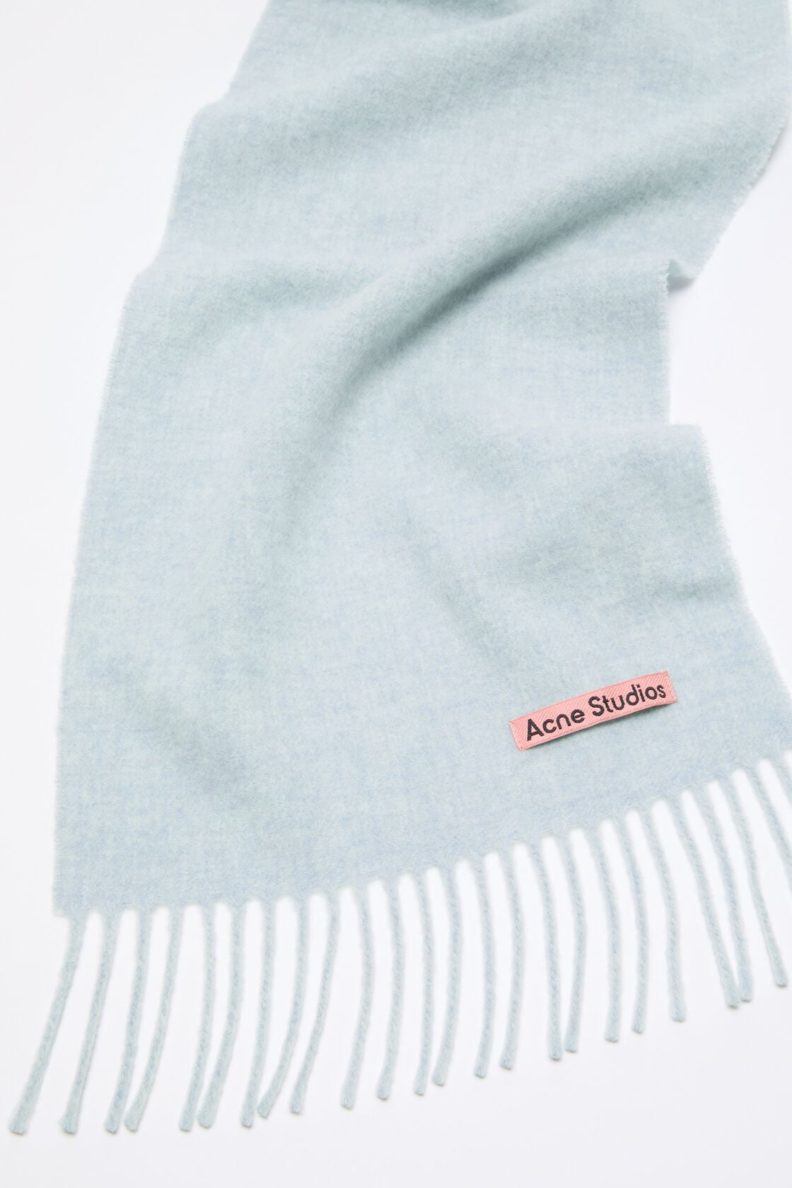 Fringe wool scarf - skinny - Ice Blue Melange