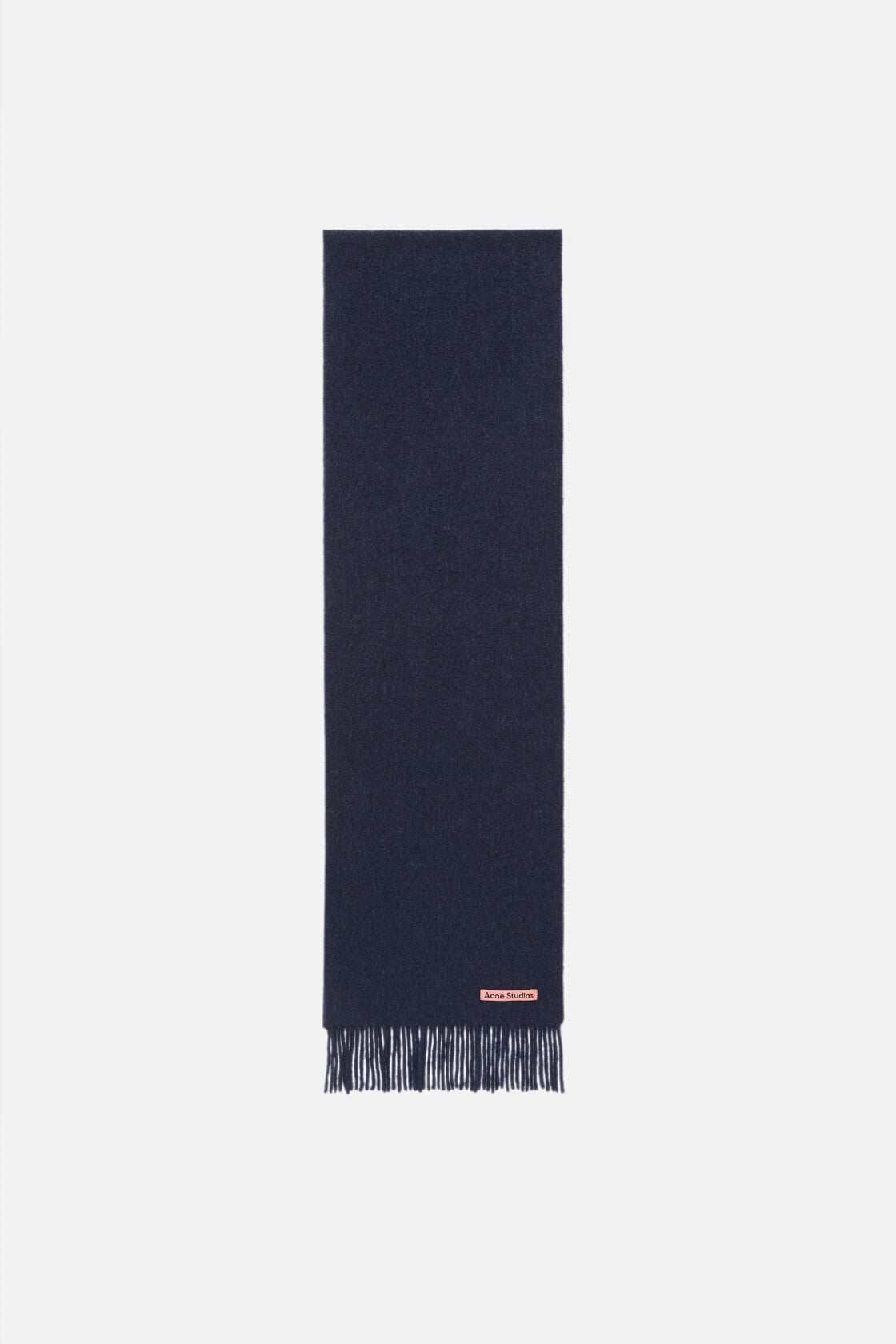 Fringe wool scarf - skinny - Dark Navy Melange