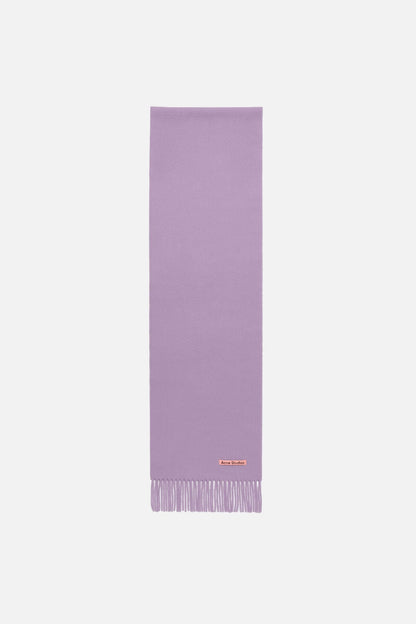 Fringe wool scarf - skinny - Lilac