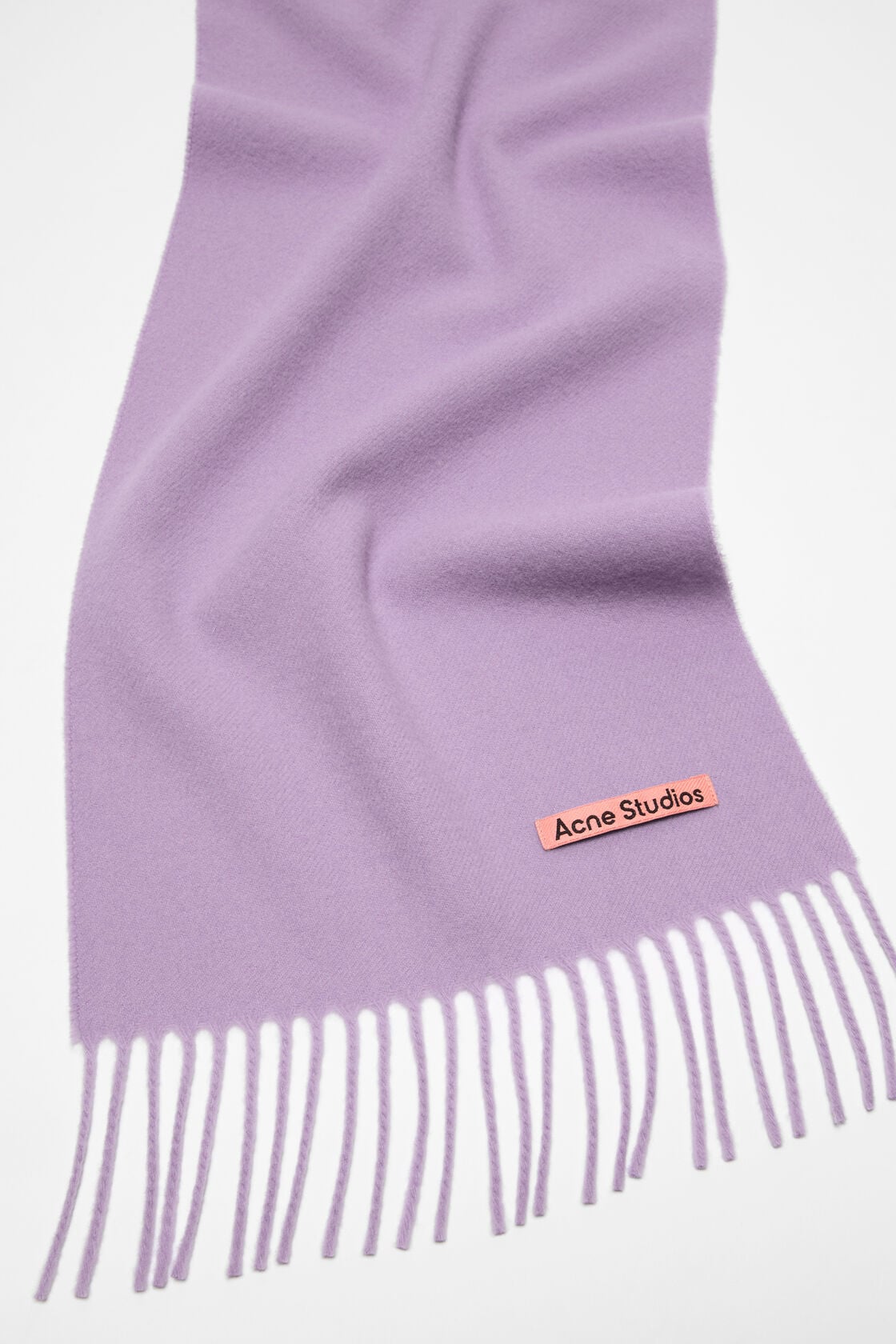 Fringe wool scarf - skinny - Lilac