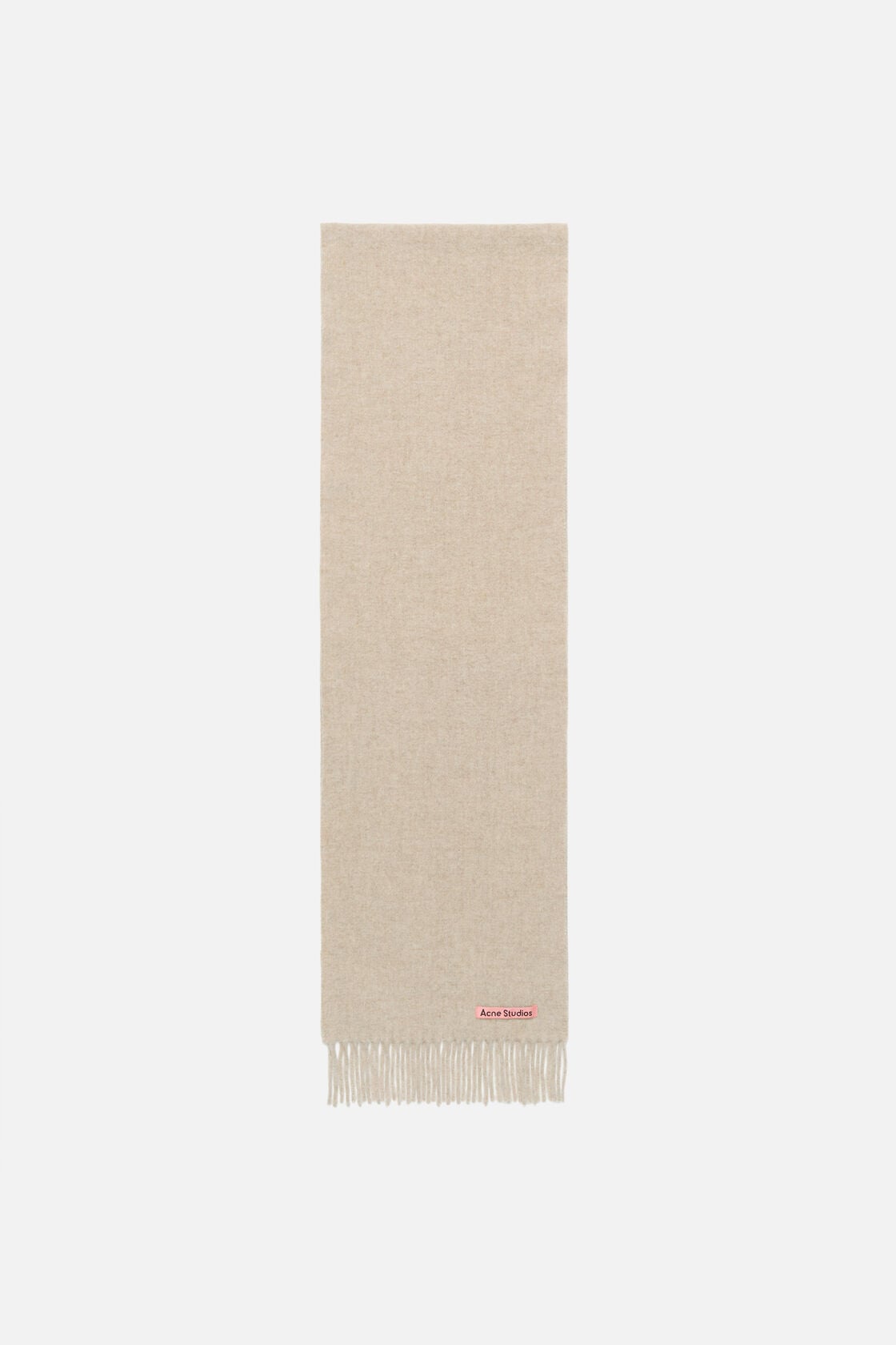 Fringe wool scarf - skinny - Oatmeal melange