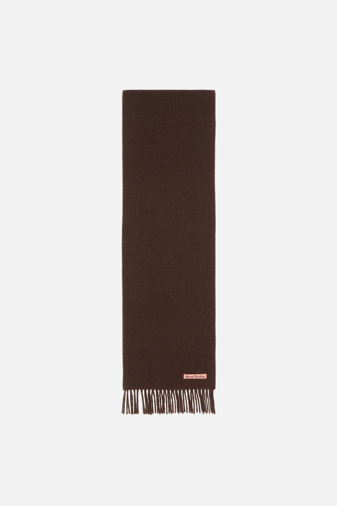 Fringe wool scarf - skinny - Brown melange