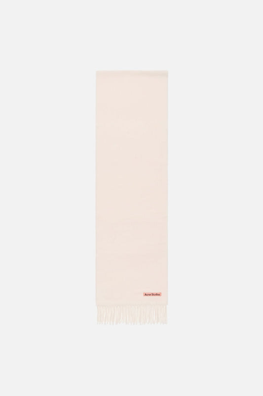 Fringe wool scarf - skinny - Warm white