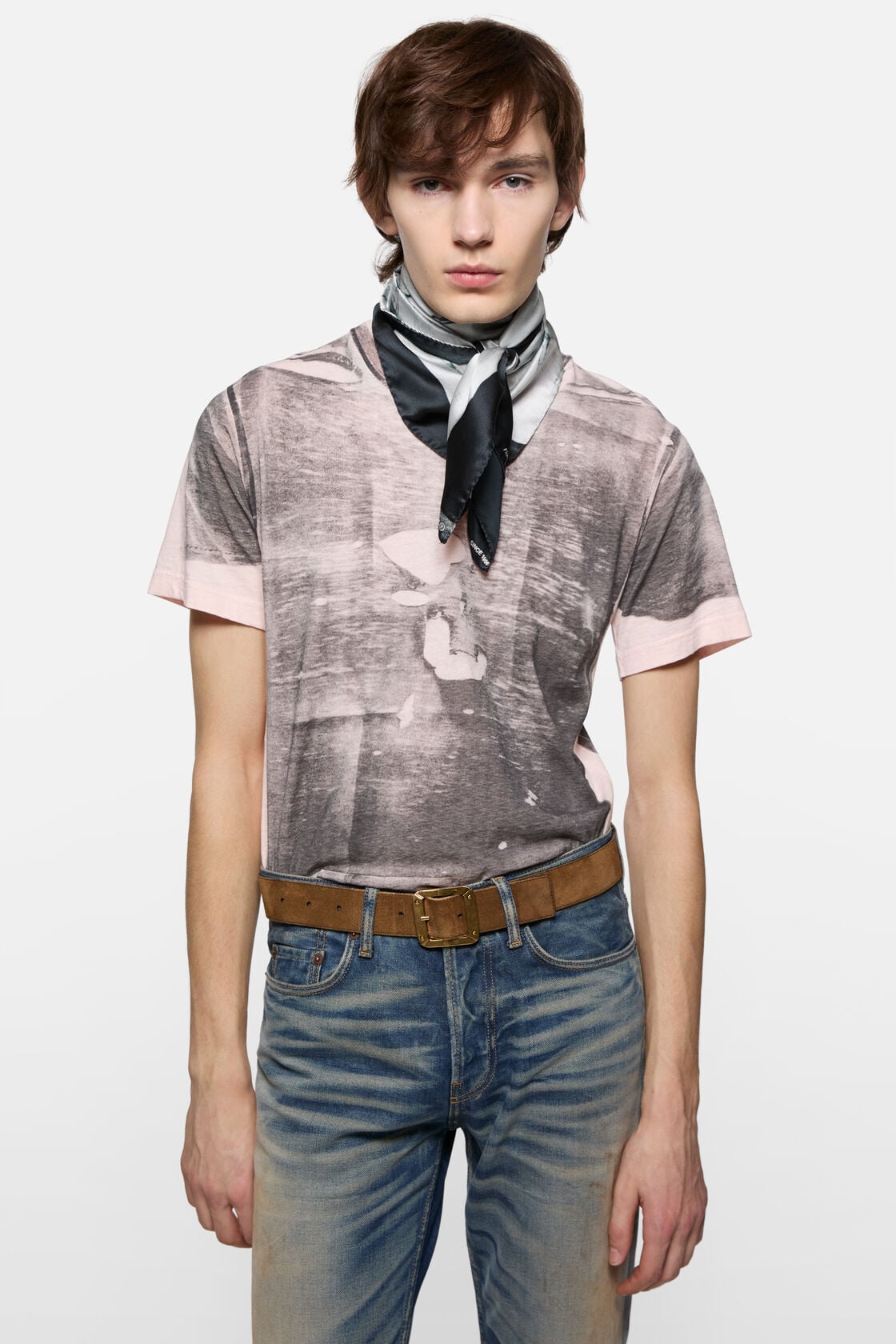 Silk collage scarf - Black/white