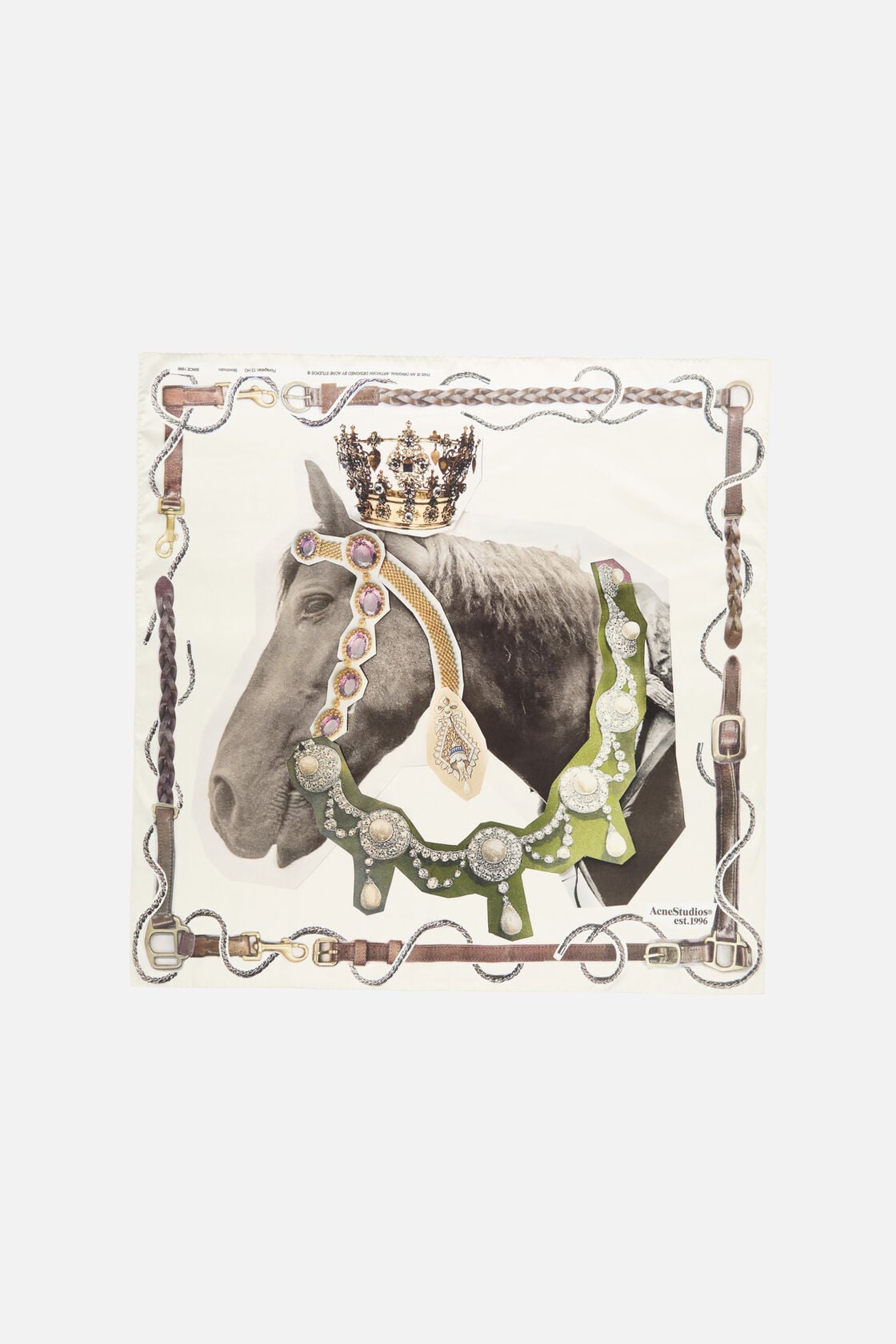 Printed silk scarf - Brown/white