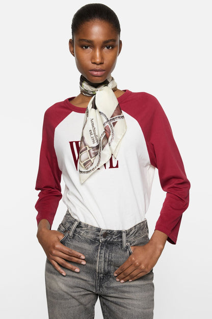 Printed silk scarf - Brown/white