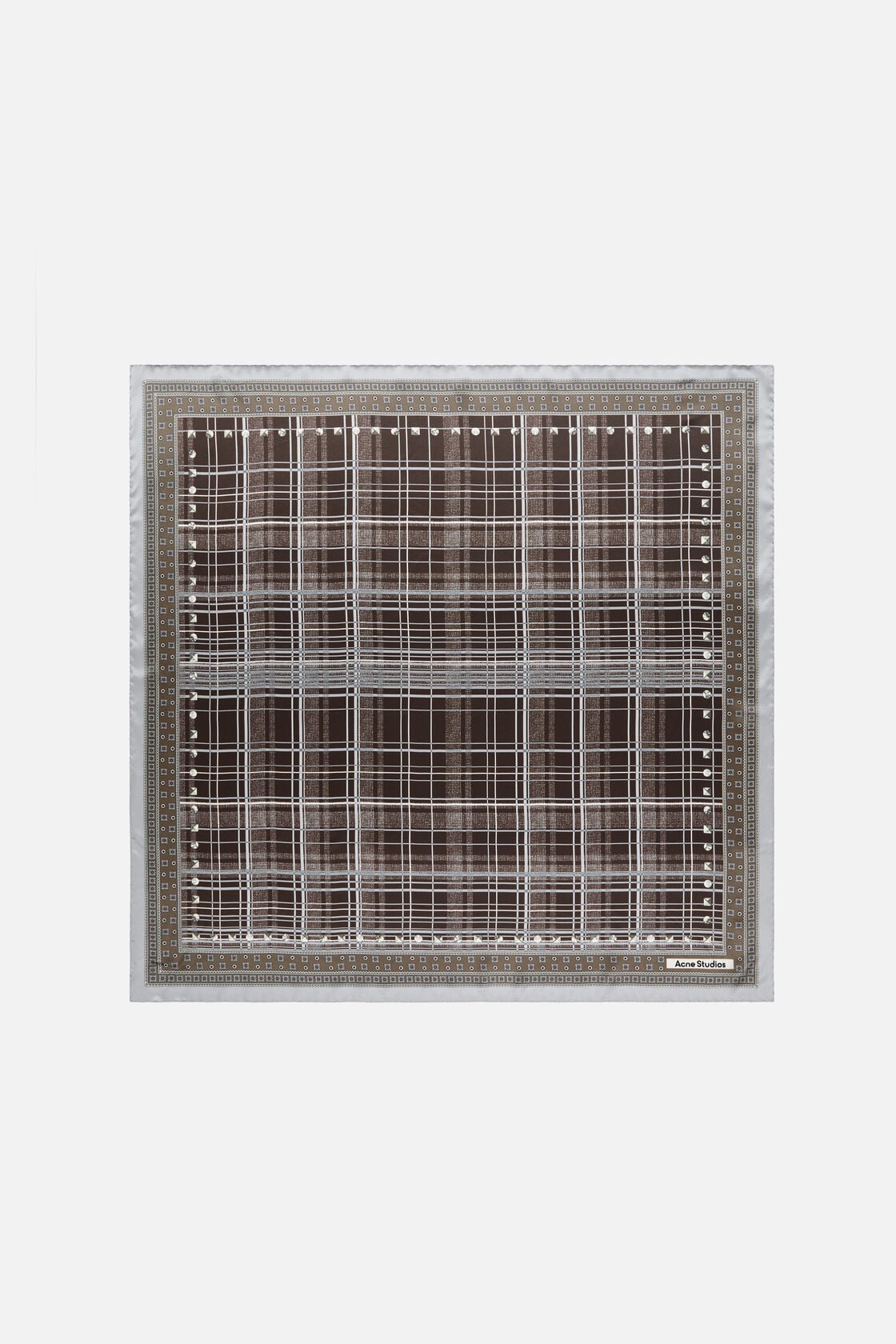 Checkered silk scarf - Grey/brown