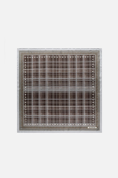 Checkered silk scarf - Grey/brown