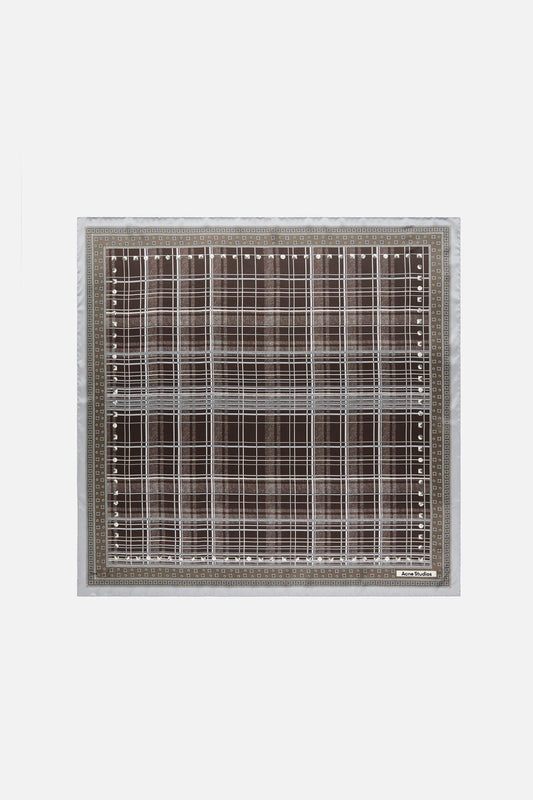 Checkered silk scarf - Grey/brown