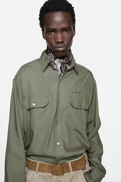 Checkered silk scarf - Grey/brown