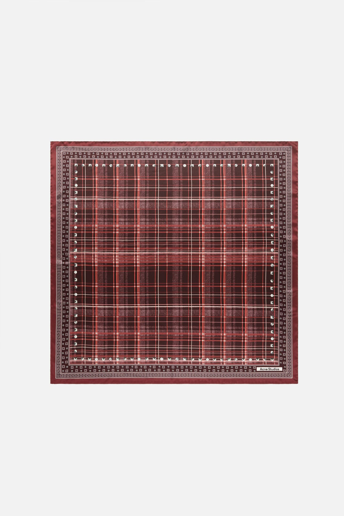Checkered silk scarf - Burgundy/brown