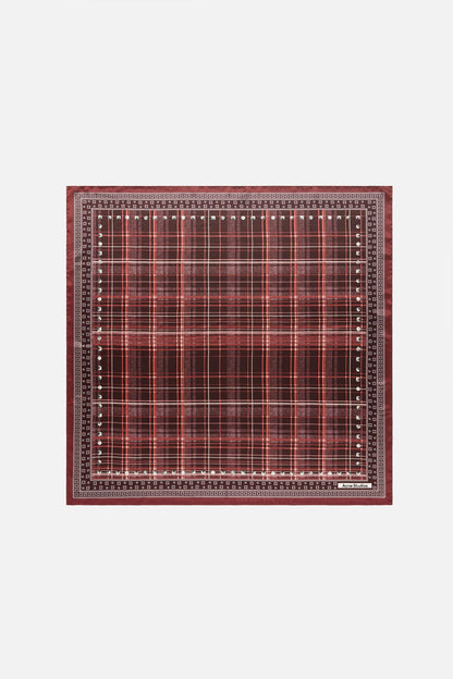 Checkered silk scarf - Burgundy/brown
