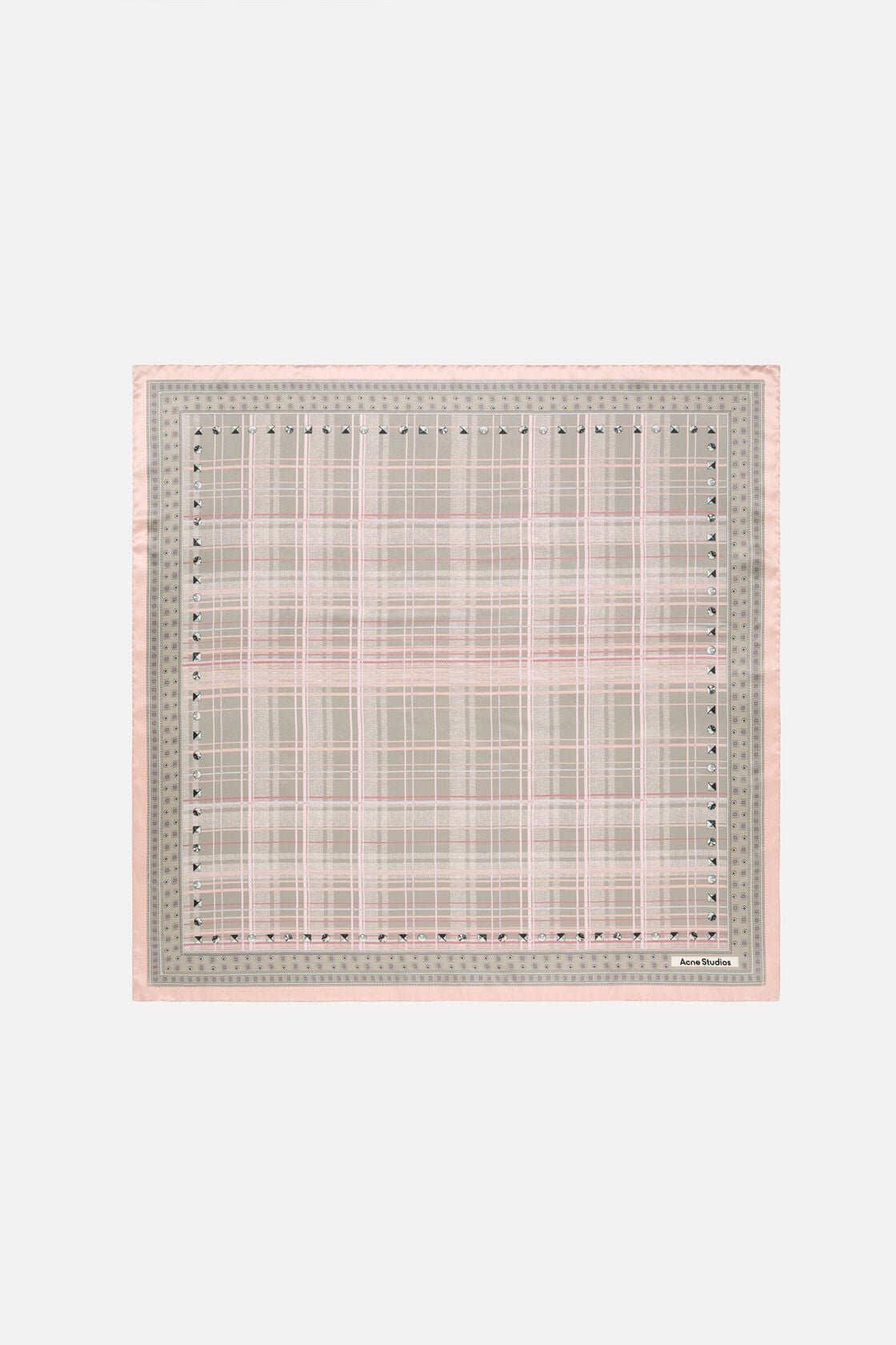 Checkered silk scarf - Pink/taupe
