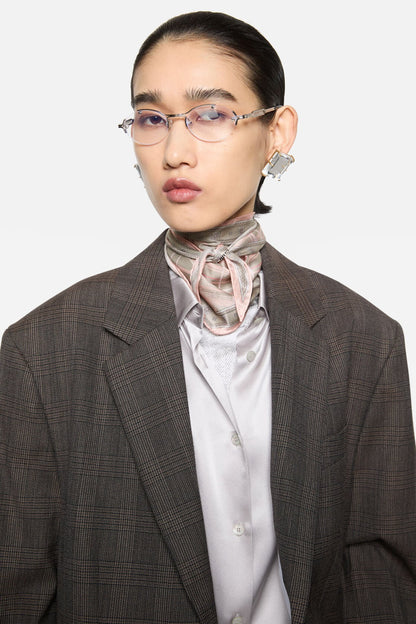 Checkered silk bandana - Pink/taupe