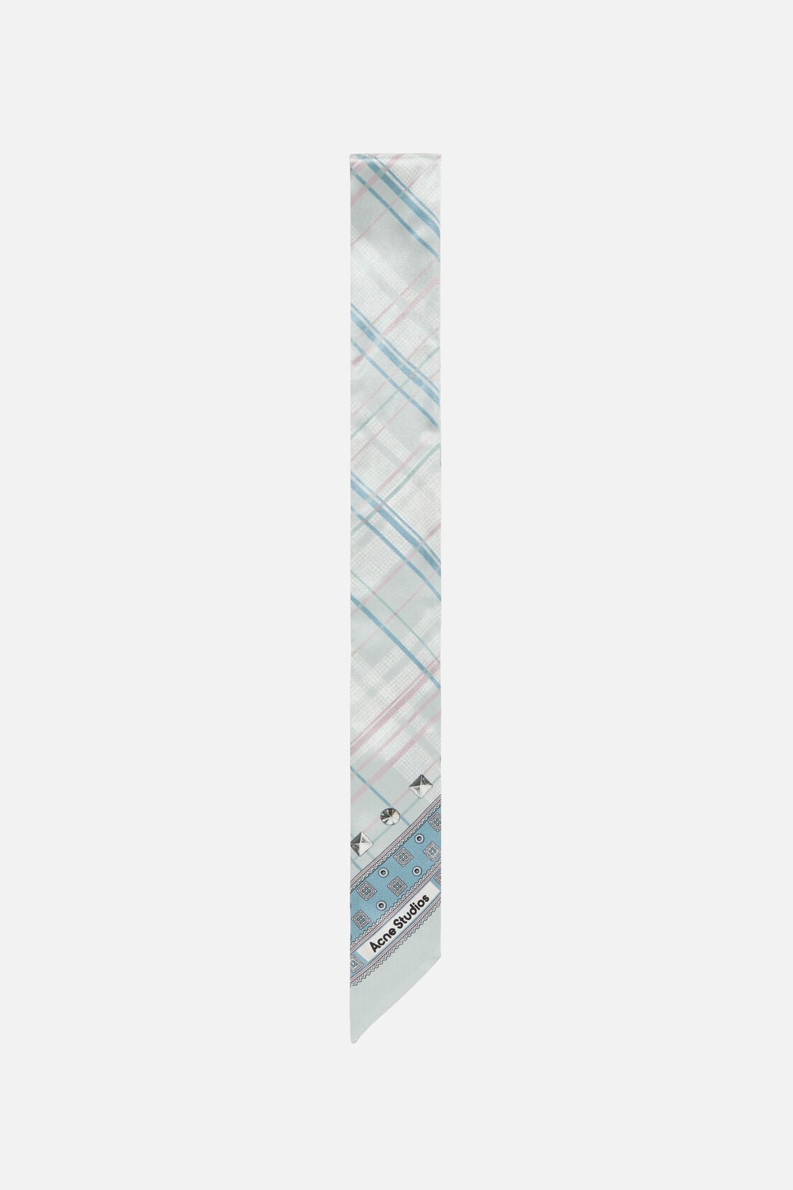 Skinny silk scarf - Sage green/light blue