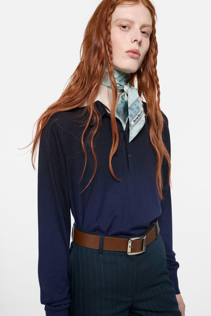 Skinny silk scarf - Sage green/light blue
