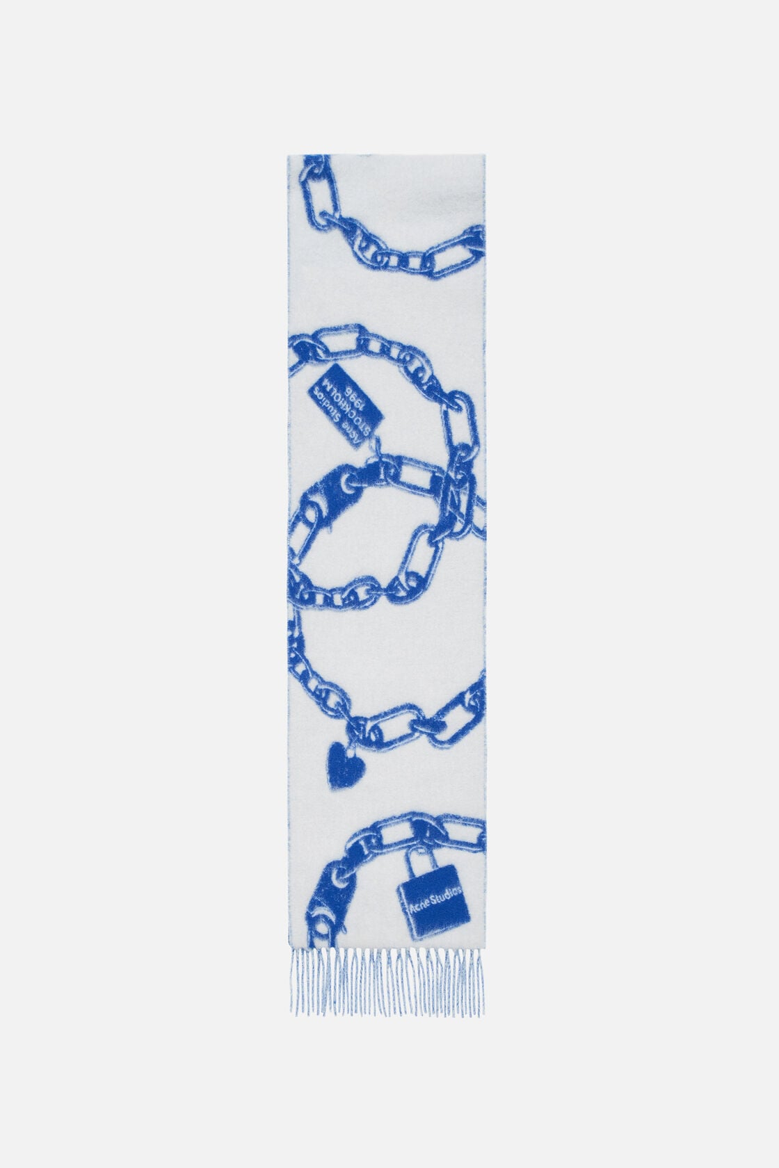 Chain logo wool scarf - White/blue