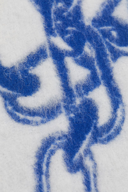 Chain logo wool scarf - White/blue