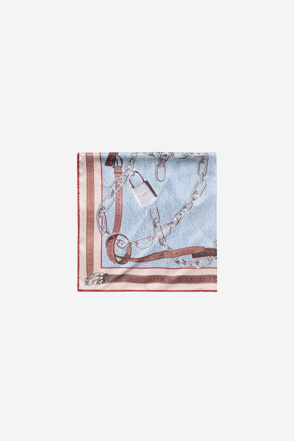 Printed silk scarf - Denim blue
