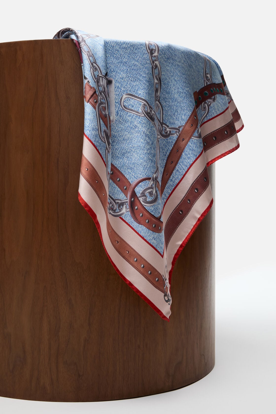 Printed silk scarf - Denim blue