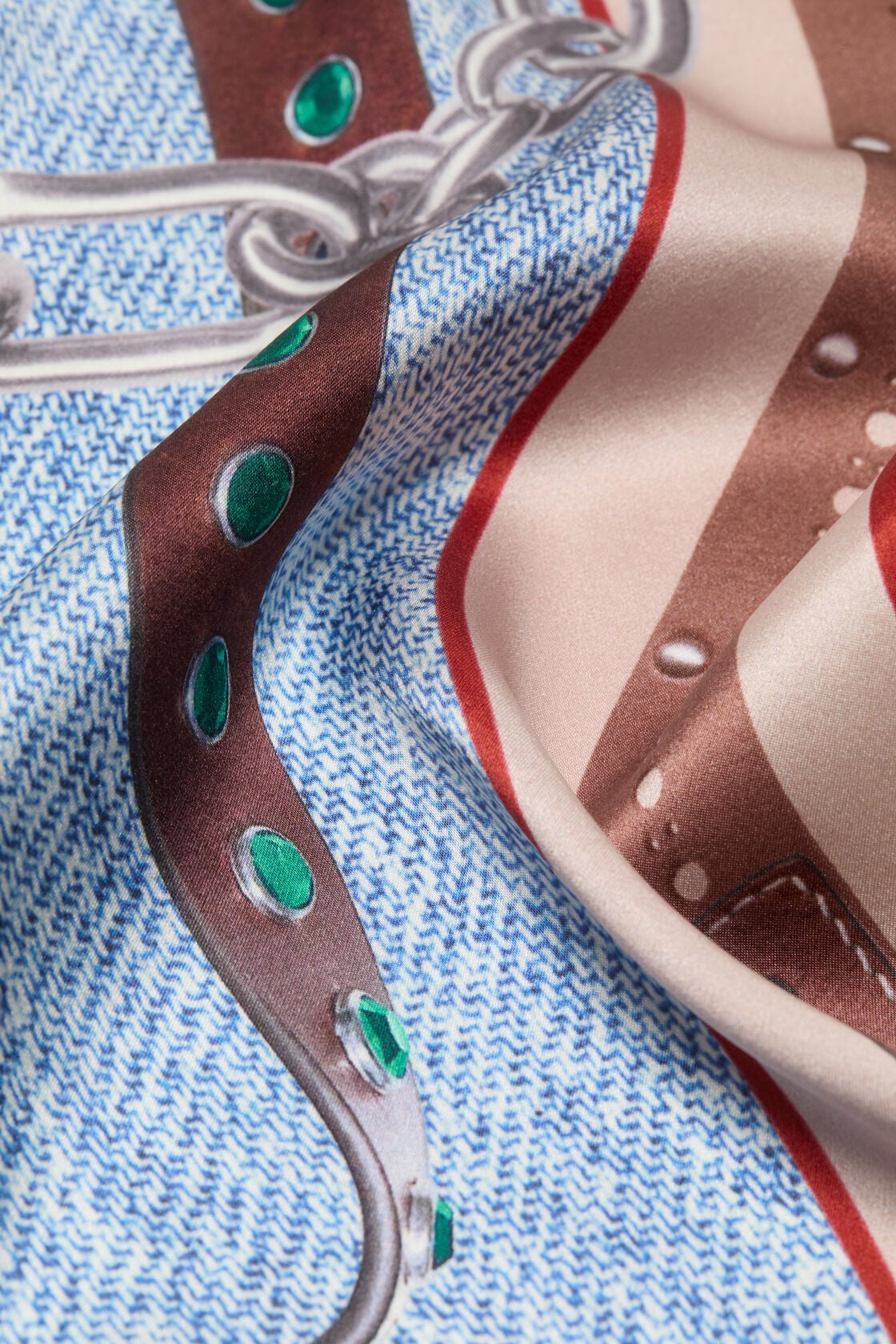 Printed silk scarf - Denim blue