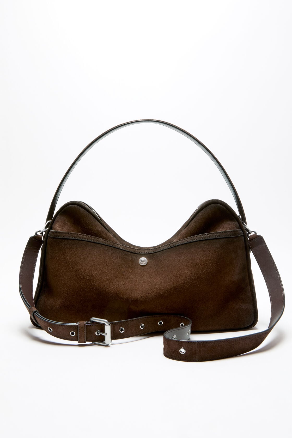 Camero Camera Suede Shoulder Bag - Dark brown