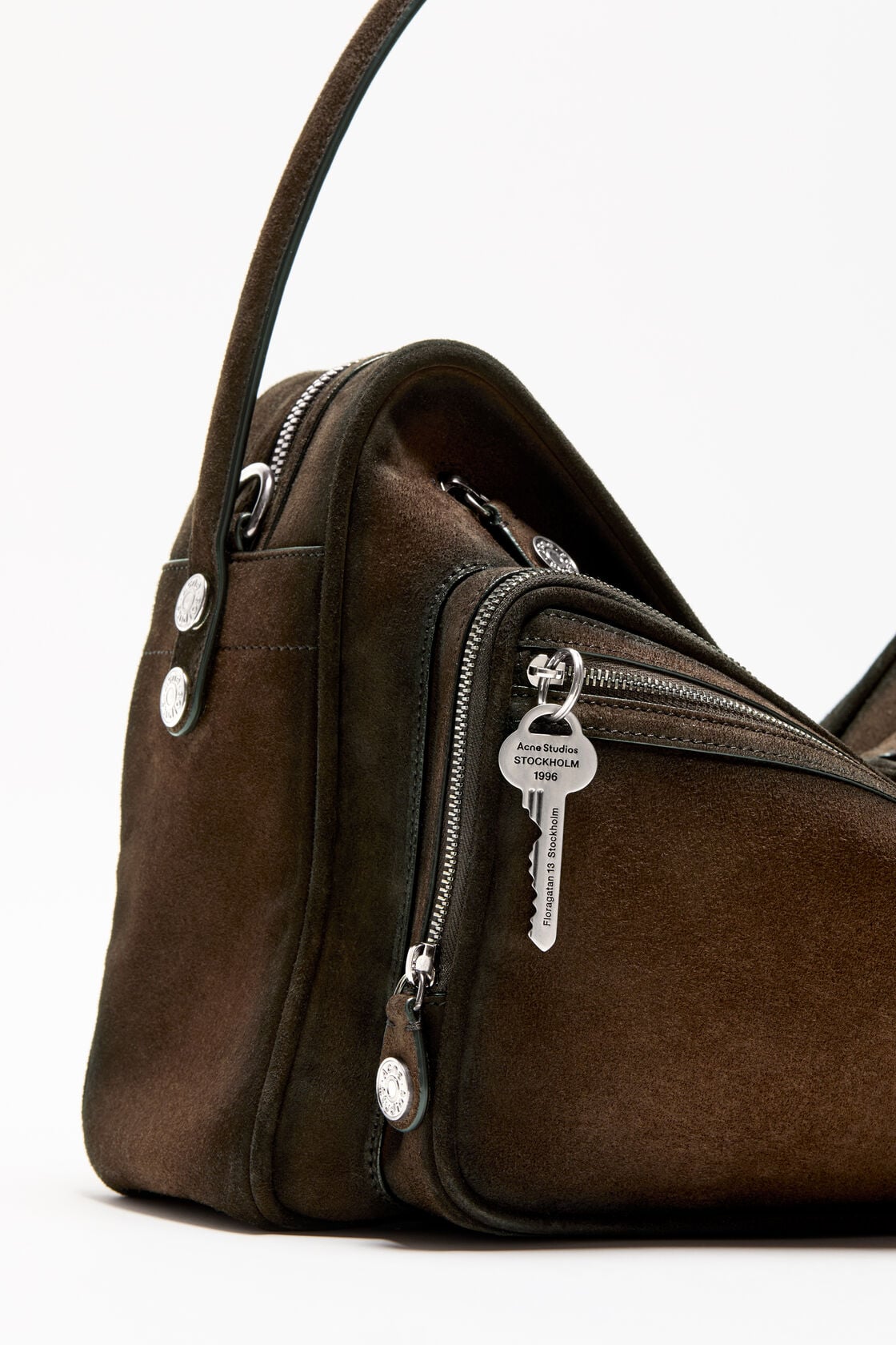 Camero Camera Suede Shoulder Bag - Dark brown