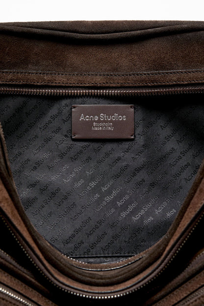 Camero Camera Suede Shoulder Bag - Dark brown