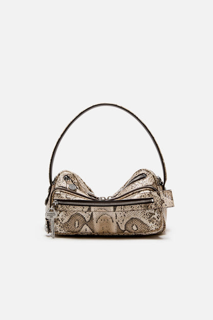 Camero Party snake-print bag - Beige Multi