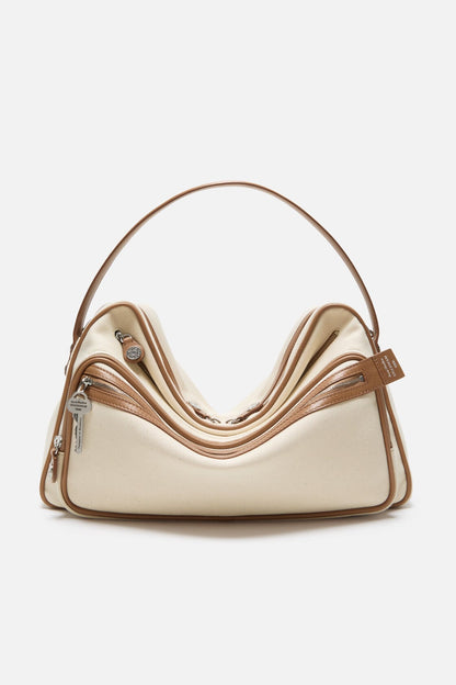 Camero Camera Canvas Bag - Cream beige/brown