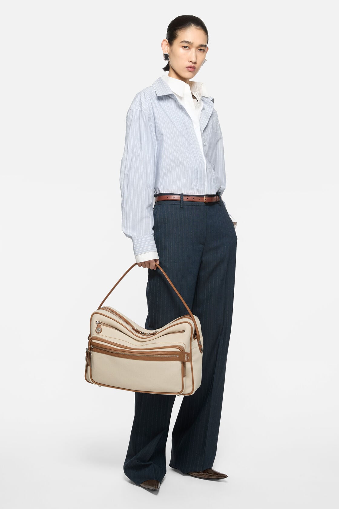 Camero Camera Canvas Bag - Cream beige/brown
