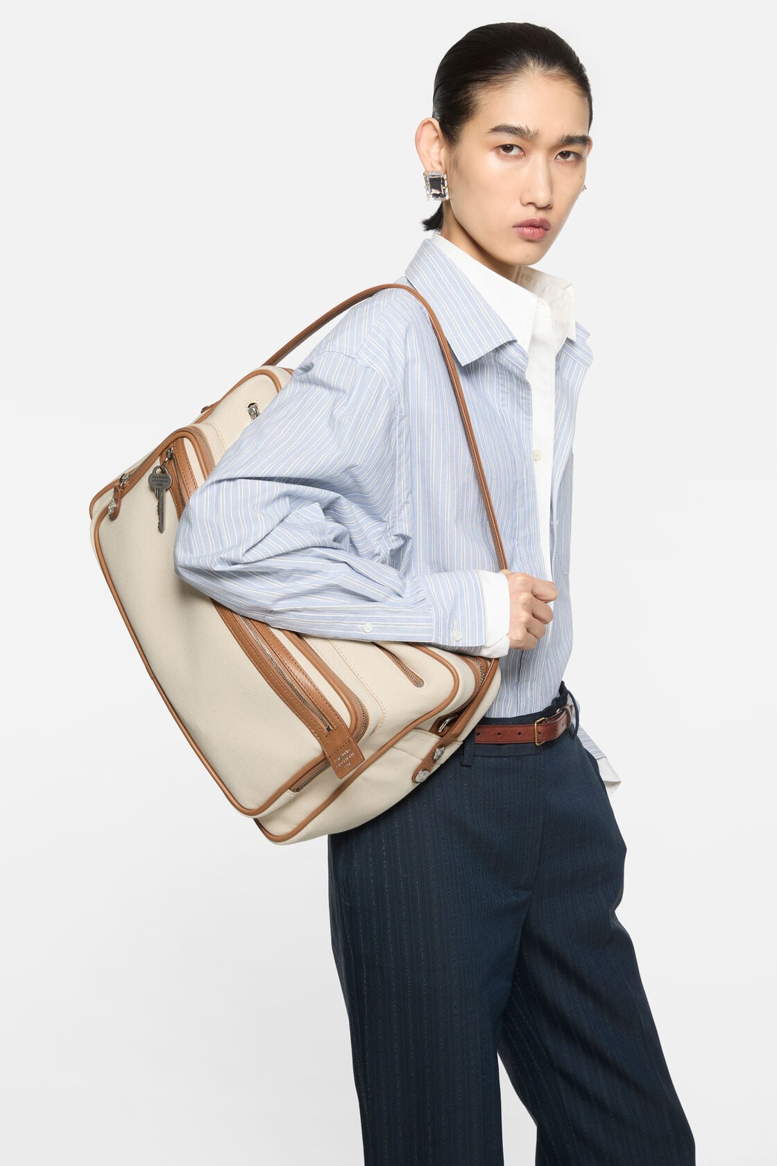 Camero Camera Canvas Bag - Cream beige/brown