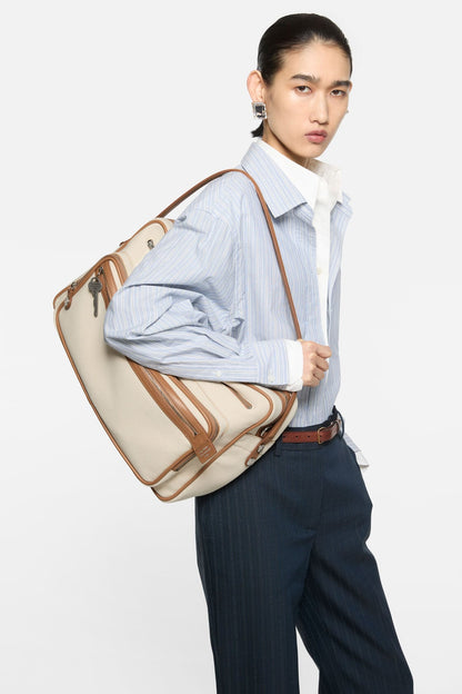 Camero Camera Canvas Bag - Cream beige/brown