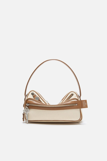 Camero Party Canvas Bag - Cream beige/brown