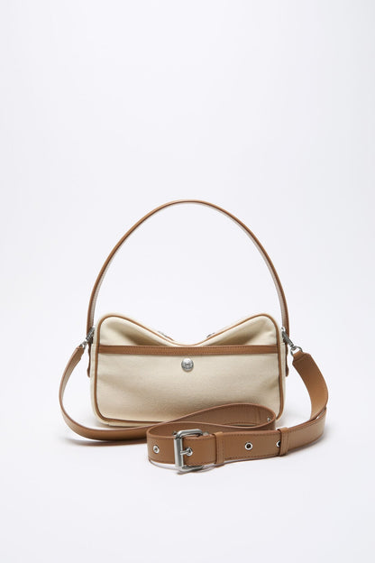 Camero Party Canvas Bag - Cream beige/brown