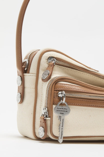 Camero Party Canvas Bag - Cream beige/brown