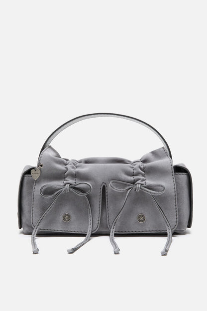 Multipocket suede shoulder bag - Cold grey