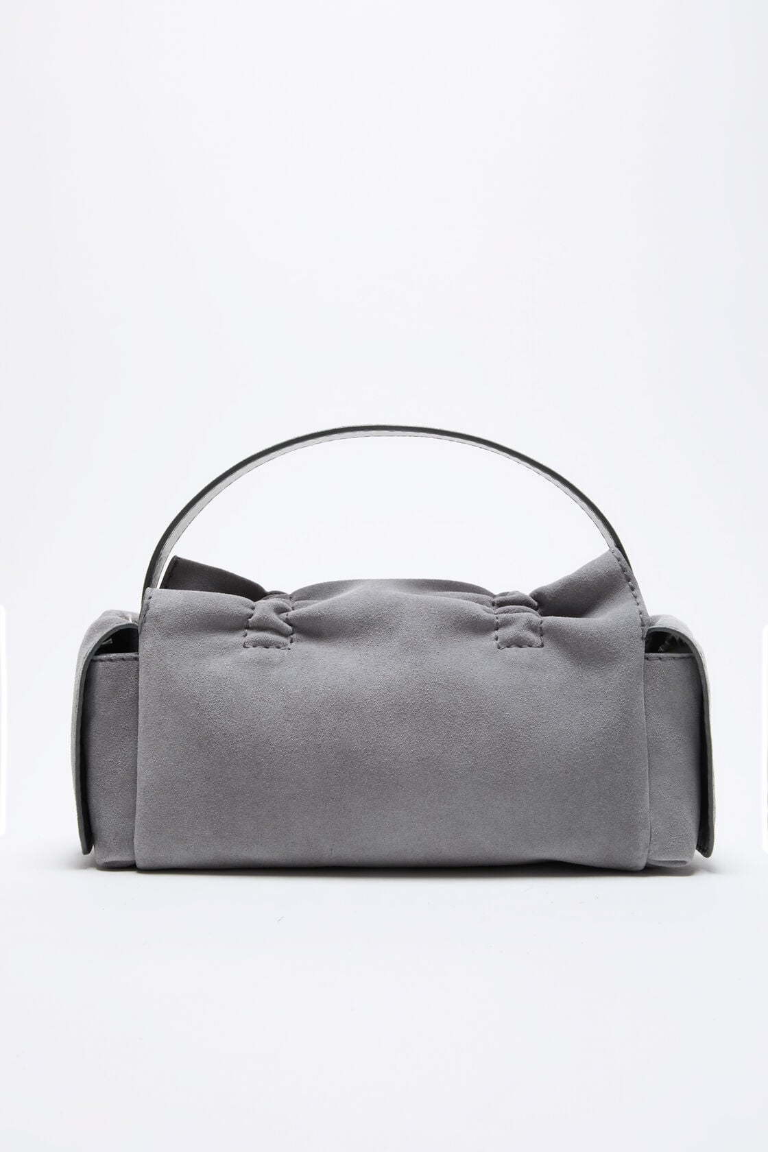 Multipocket suede shoulder bag - Cold grey